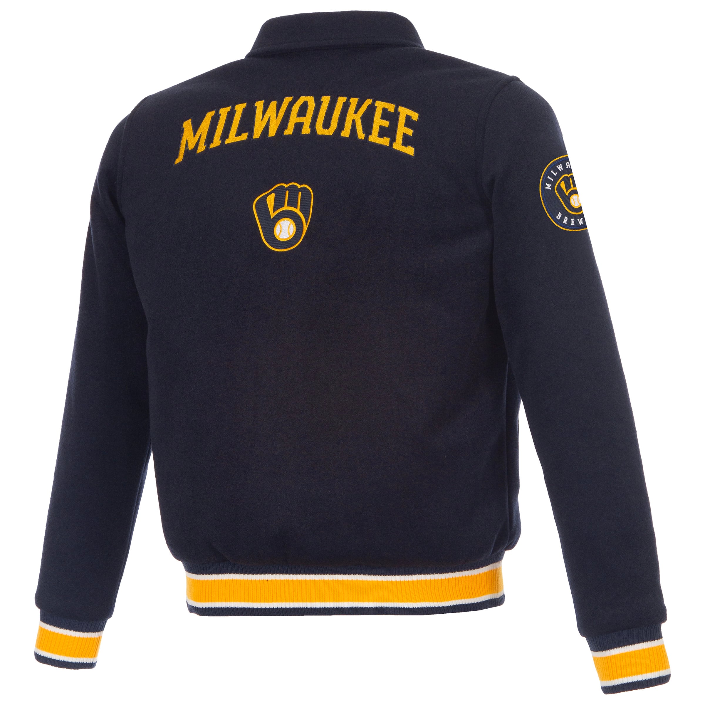Veste réversible en laine à boutons-pression pour femme JH Design, bleu marine, Milwaukee Brewers