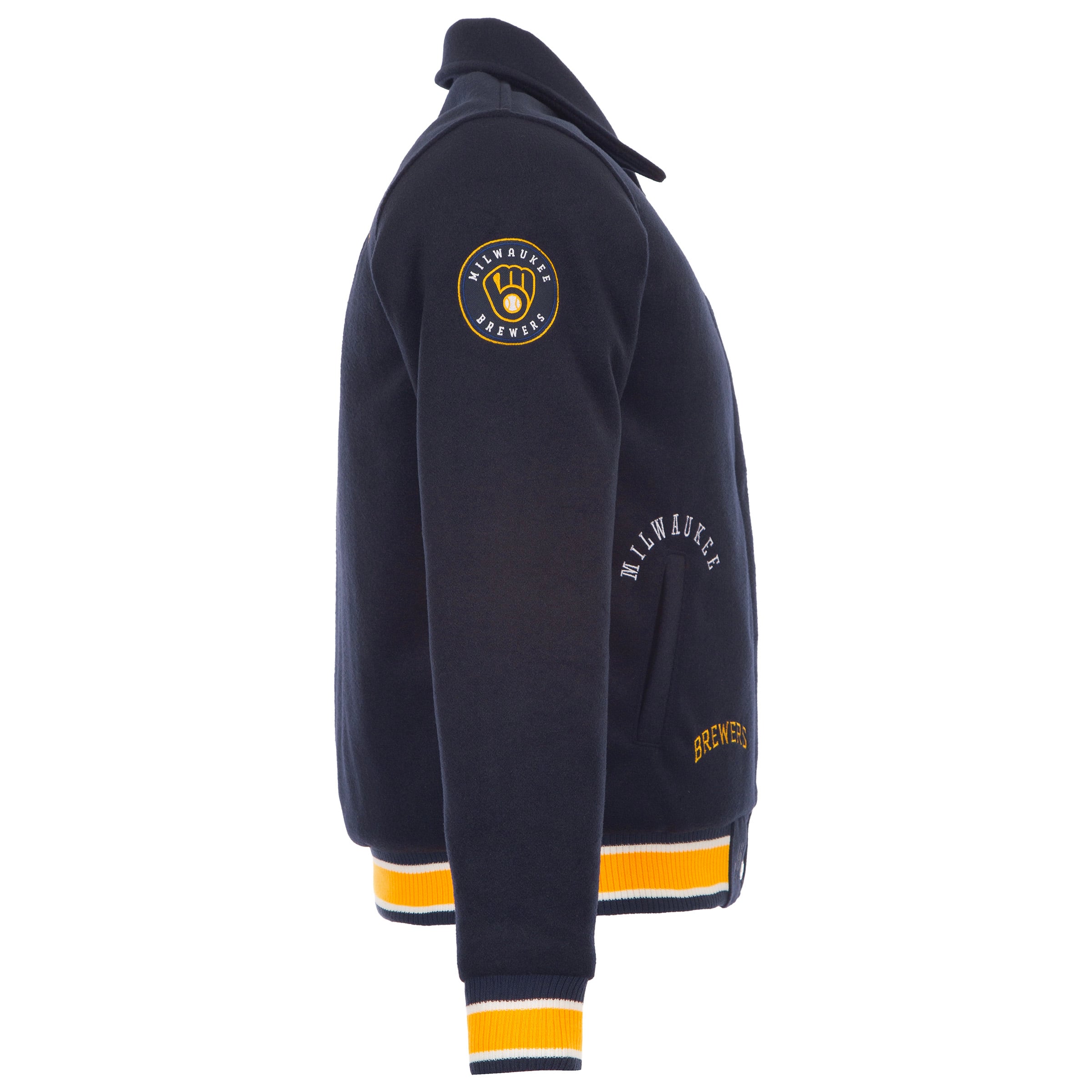 Veste réversible en laine à boutons-pression pour femme JH Design, bleu marine, Milwaukee Brewers