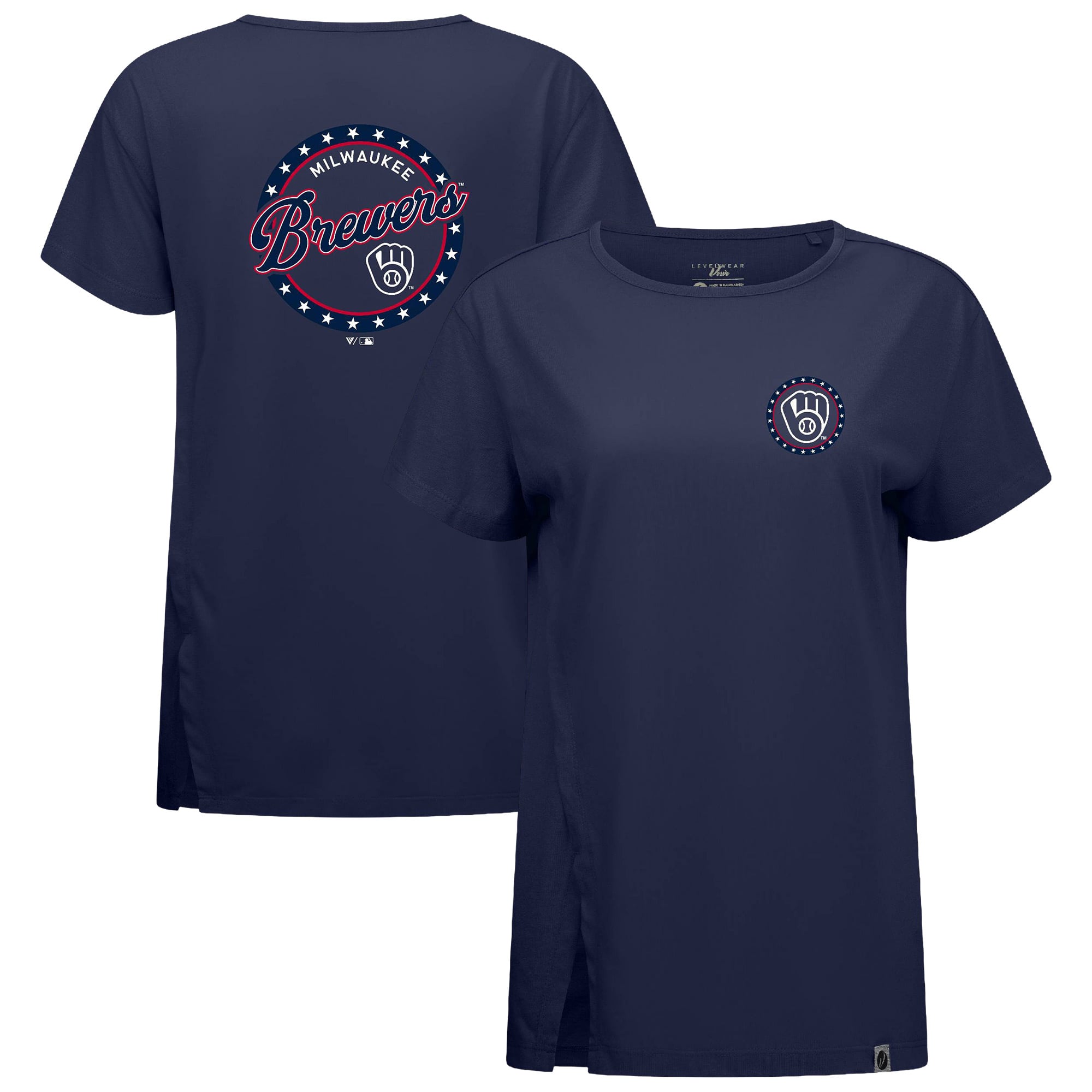 Women's Levelwear Navy Milwaukee Brewers Independence Day Influx Constellation T-Shirt