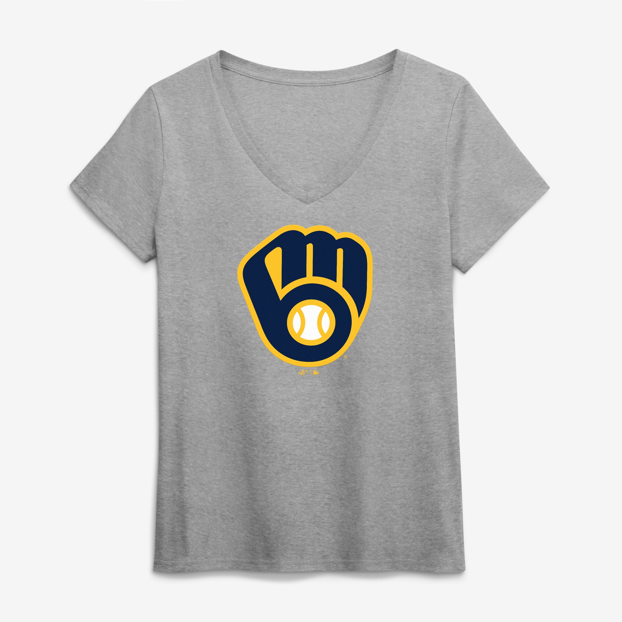 Women's Logo Athletic Gray Milwaukee Brewers Official V-Neck T-Shirt