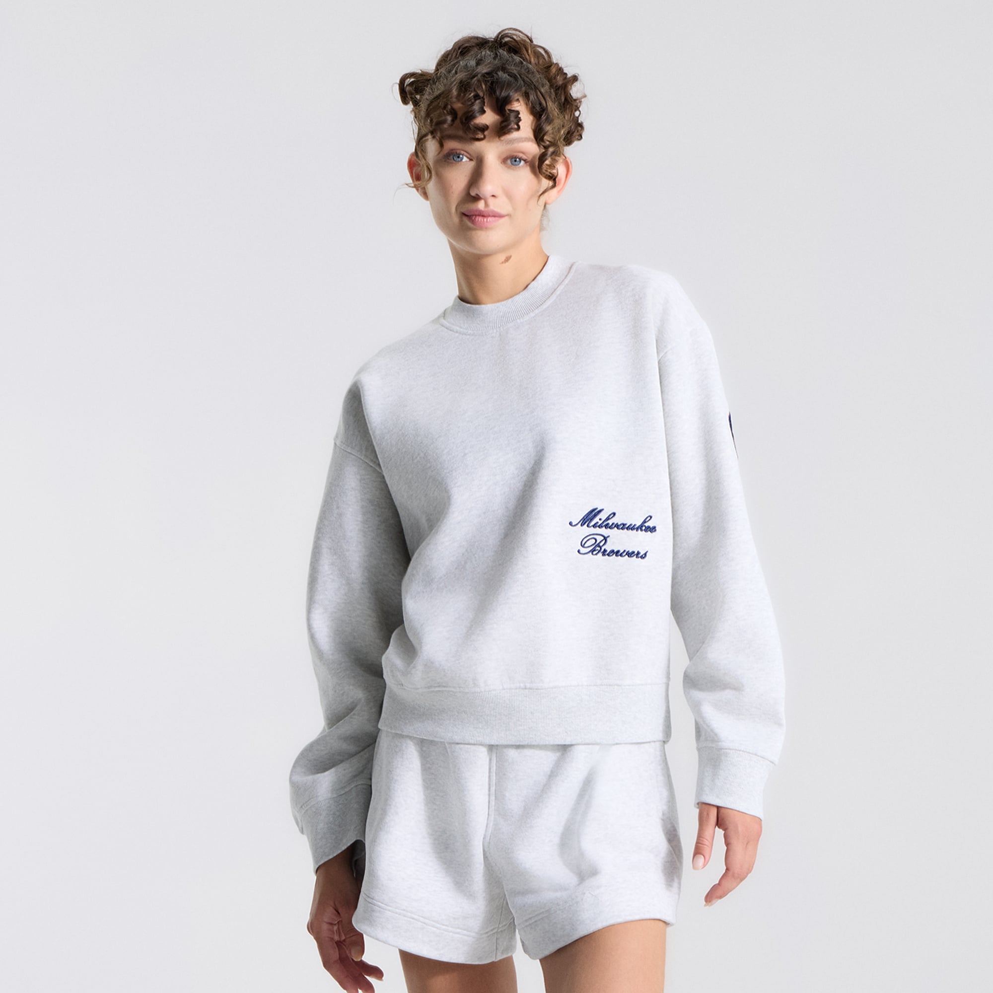 Women's lululemon Heathered Core Ultra Light Grey Milwaukee Brewers Oversized Steady State Crew