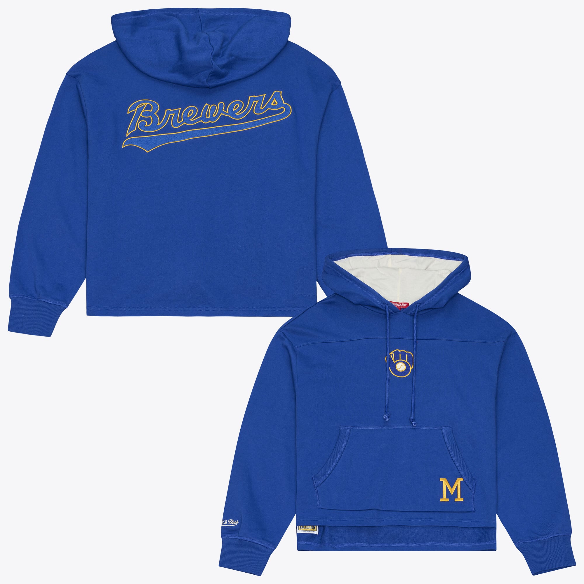 Women's Mitchell & Ness Royal Milwaukee Brewers Cooperstown Collection Retro Roots Pullover Hoodie