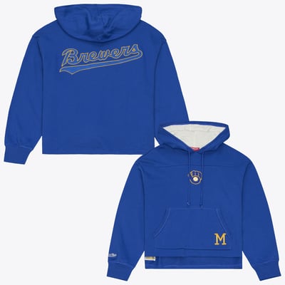 Milwaukee Brewers Mitchell & Ness Women's Cooperstown Collection Retro Roots Pullover Hoodie - Royal
