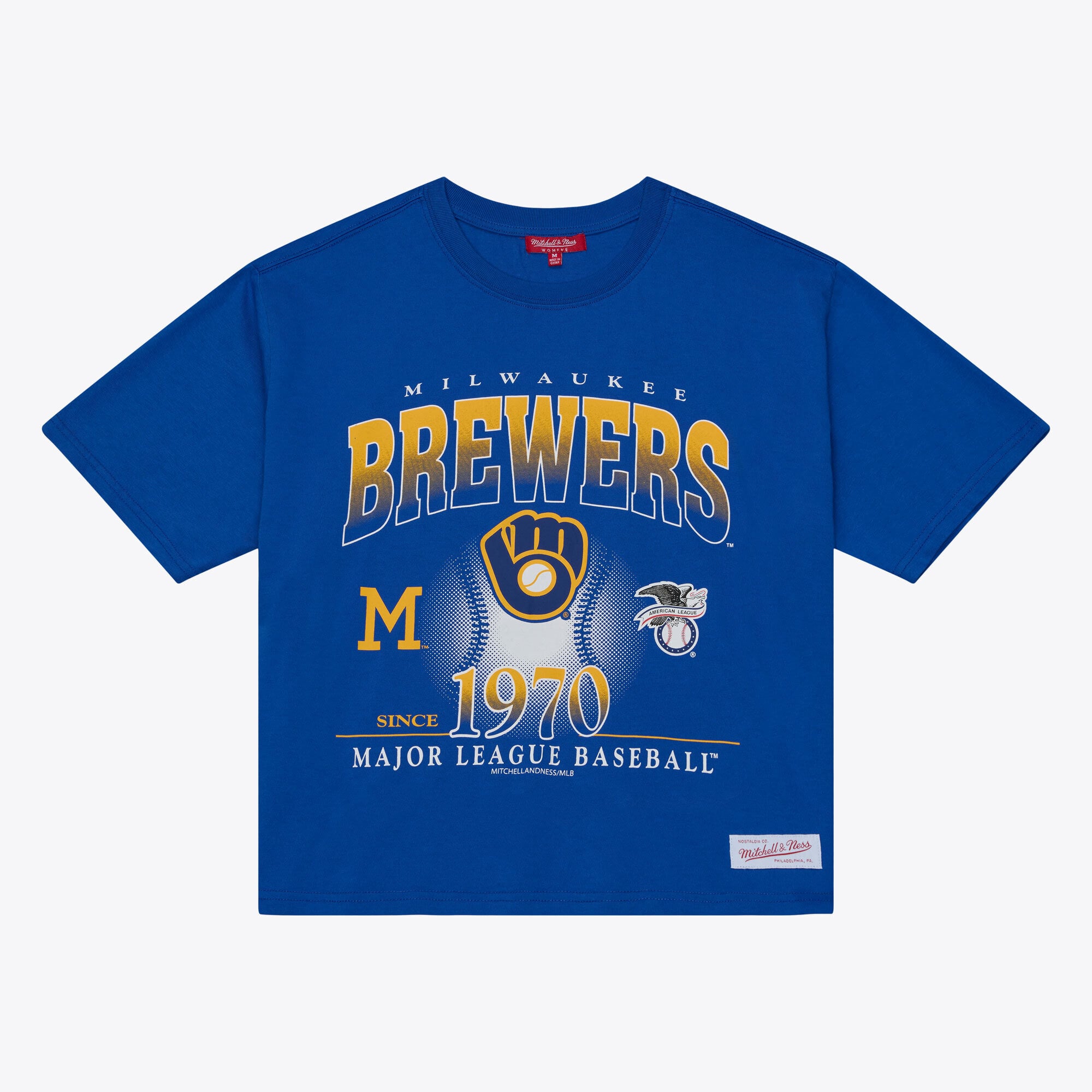 Women's Mitchell & Ness Royal Milwaukee Brewers Street Graphics T-Shirt