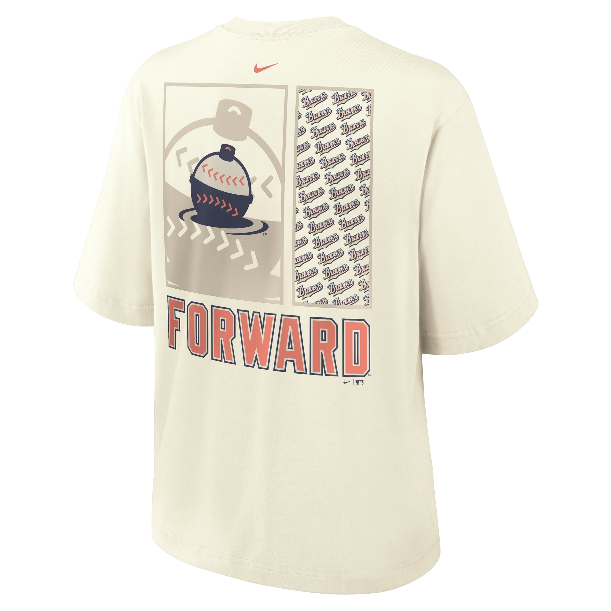 Women's Nike Cream Milwaukee Brewers Premium Essentials Relaxed Boxy T-Shirt