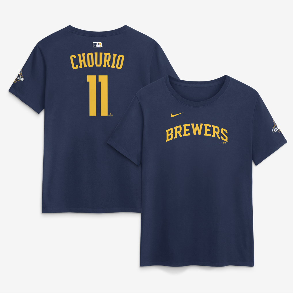 Women's Nike Jackson Chourio Navy Milwaukee Brewers 2026 World Series ...