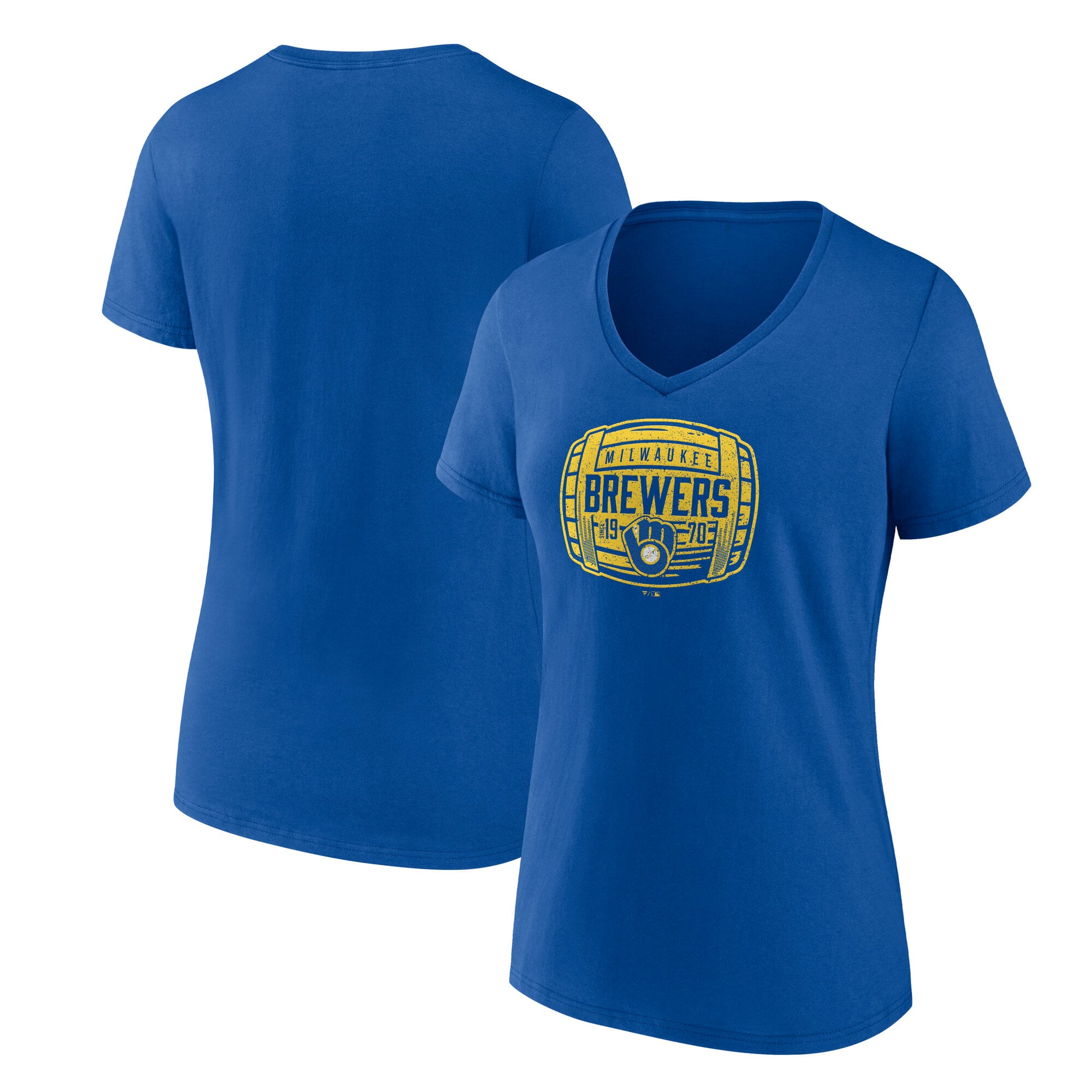 T-shirt col V à imprimé Royal Milwaukee Brewers pour femme