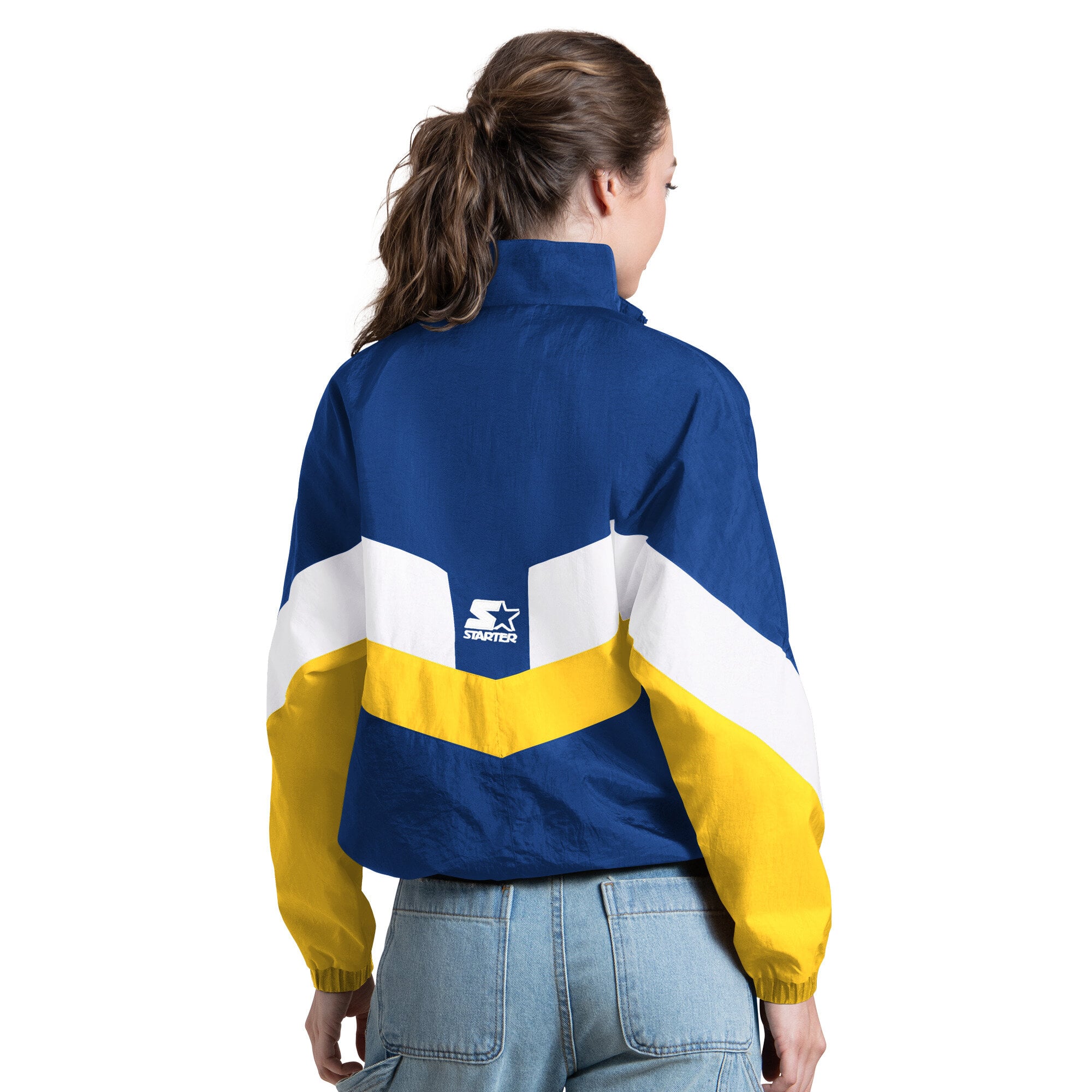 Pull à col zippé 1/4 pour femme Starter Royal Milwaukee Brewers Yardline
