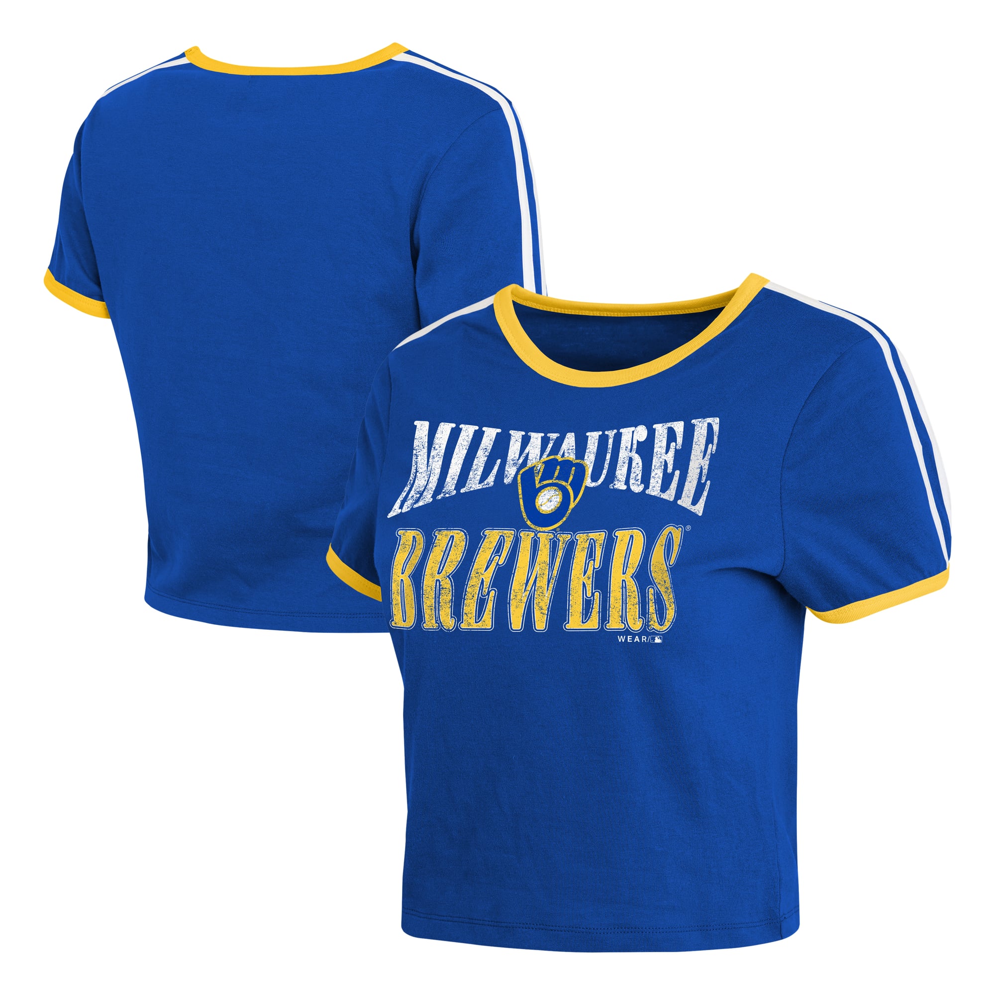 T-shirt court rétro à manches courtes pour femme WEAR by Erin Andrews Royal Milwaukee Brewers