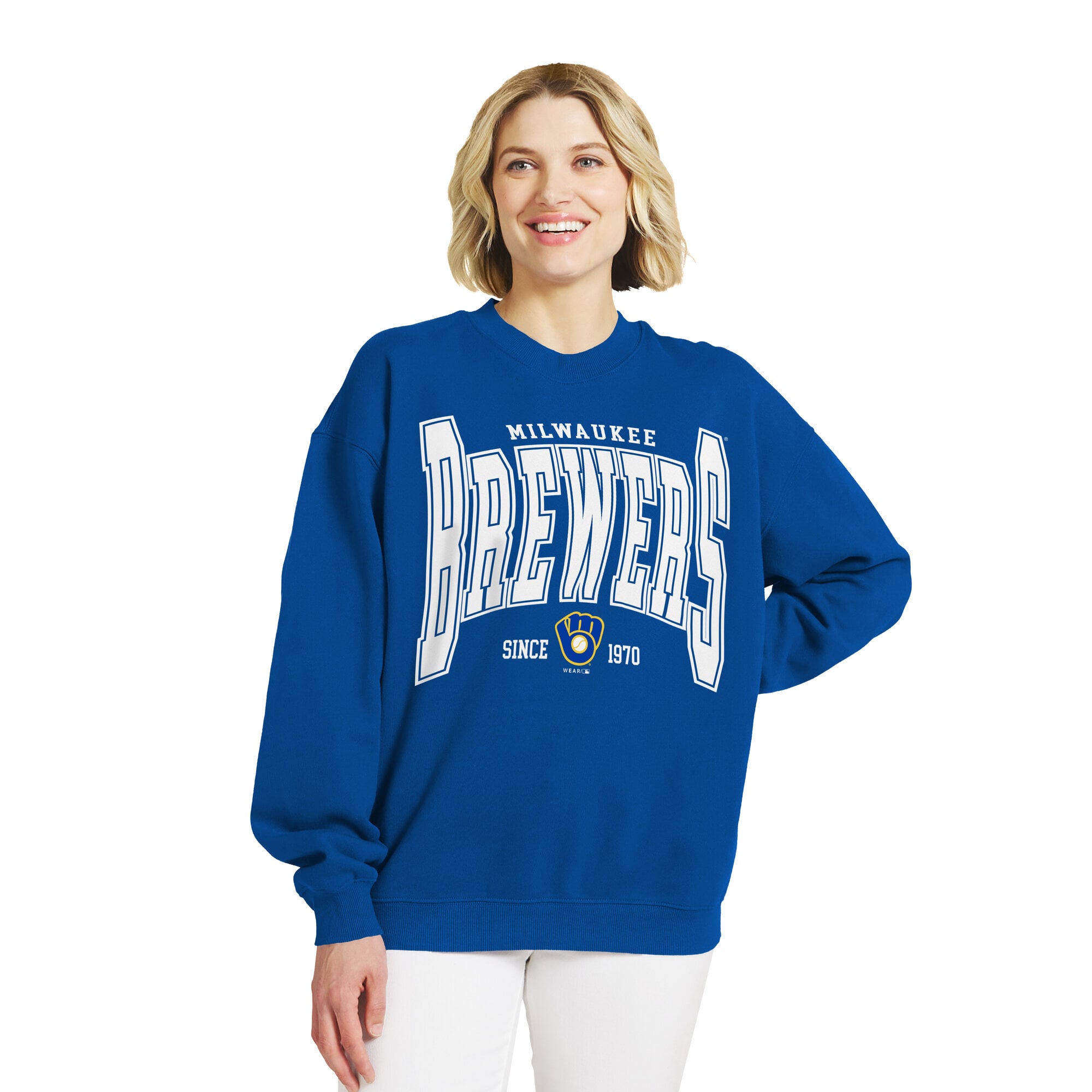 Sweat-shirt polaire oversize des Royal Milwaukee Brewers de la marque WEAR by Erin Andrews pour femmes