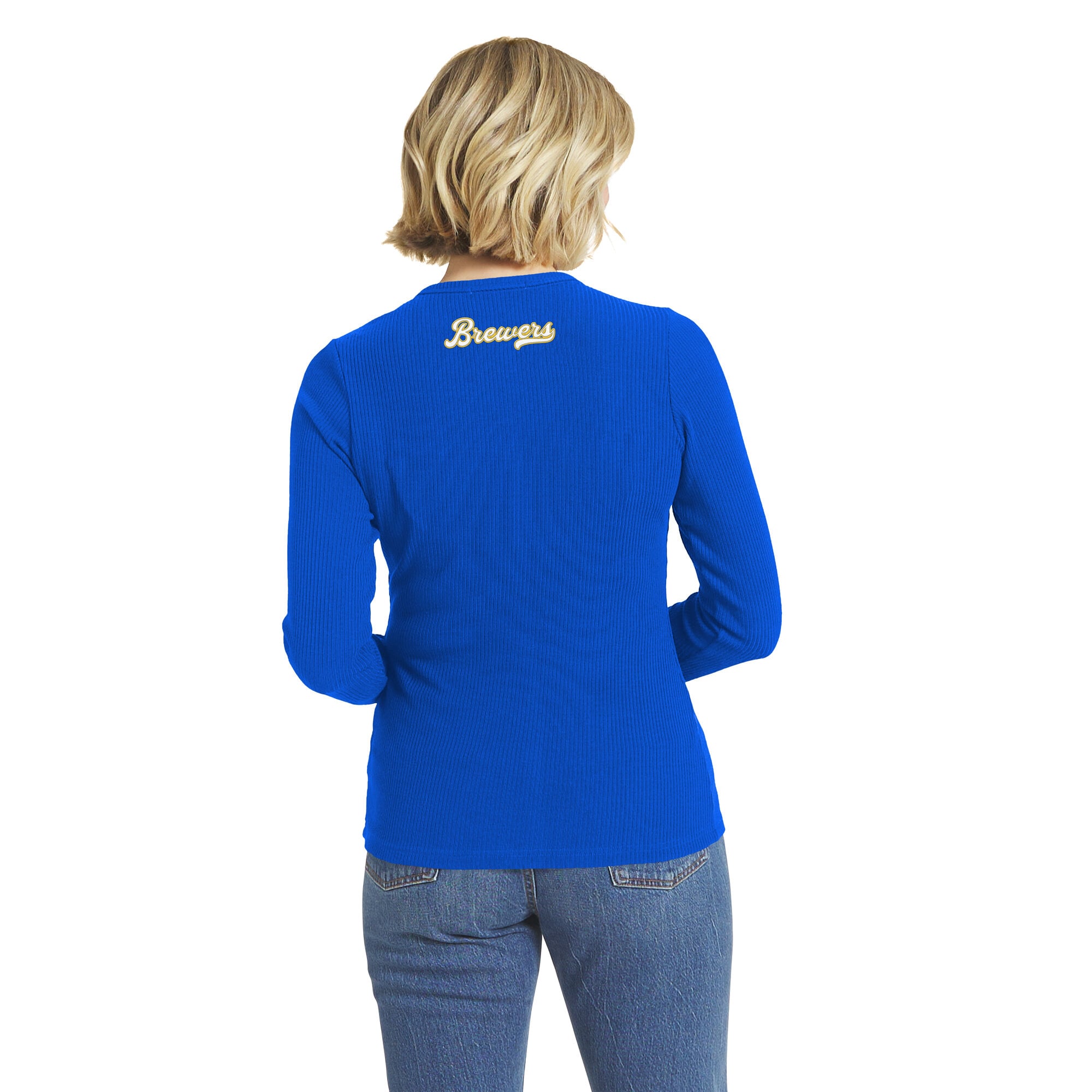 Pull boutonné côtelé Royal Milwaukee Brewers de la marque WEAR by Erin Andrews pour femme