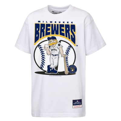  Milwaukee Brewers Mitchell & Ness Youth Mascot Mania T-Shirt - White