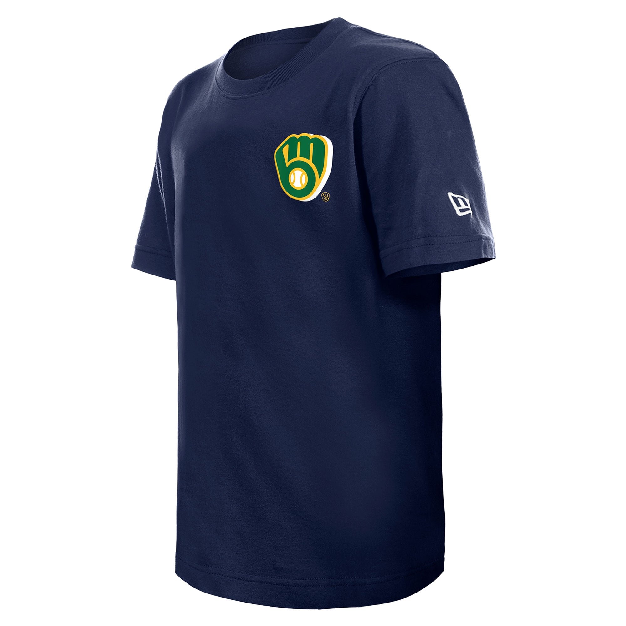 T-shirt New Era bleu marine pour jeunes avec logo des Milwaukee Brewers (dessin animé)