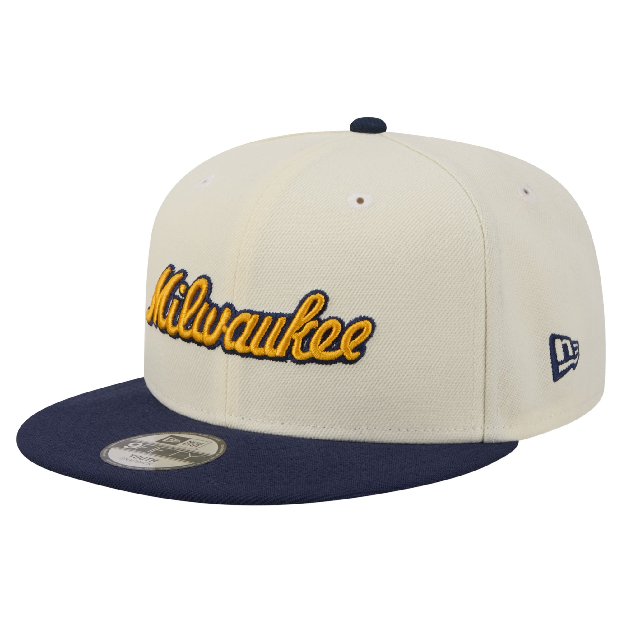 Youth New Era White Milwaukee Brewers Two-Tone 9FIFTY Snapback Hat