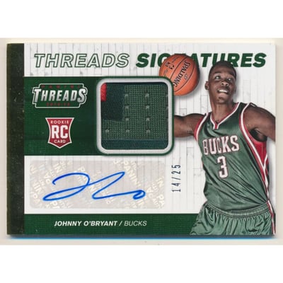 2014-15 Panini Threads Rookie Threads Signatures Prime #14 Johnny O'Bryant