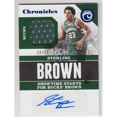 2017-18 Panini Chronicles Signature Swatches Blue #34 Sterling Brown