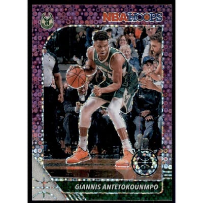 2019-20 Hoops Premium Stock Prizms Purple Disco #102 Giannis Antetokounmpo