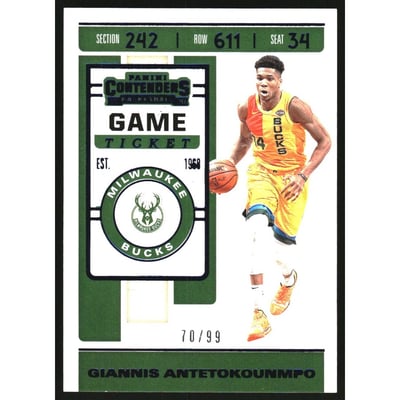 2019-20 Panini Contenders Game Ticket Blue #33 Giannis Antetokounmpo