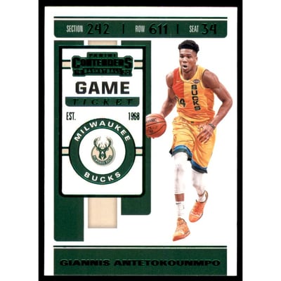 2019-20 Panini Contenders Game Ticket Green #33 Giannis Antetokounmpo