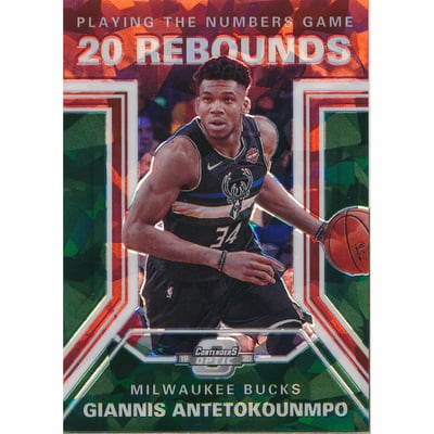 2019-20 Panini Contenders Optic Playing the Numbers Game Red Cracked Ice #20 Giannis Antetokounmpo