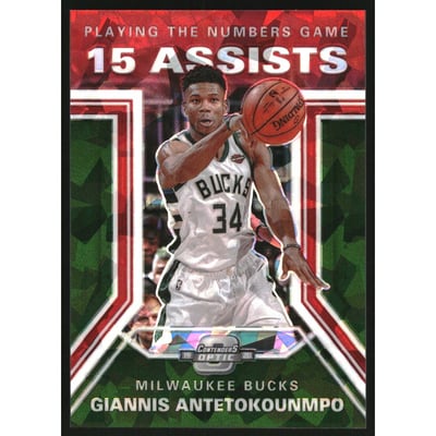 2019-20 Panini Contenders Optic Playing the Numbers Game Red Cracked Ice #26 Giannis Antetokounmpo