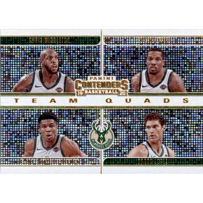 2019-20 Panini Contenders Team Quads #17 Eric Bledsoe/Khris Middleton/Giannis Antetokounmpo/Brook Lopez