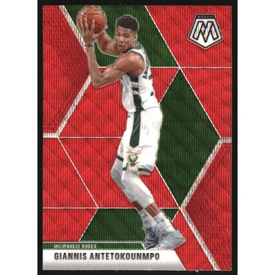 2019-20 Panini Mosaic Mosaic Red Wave #75 Giannis Antetokounmpo
