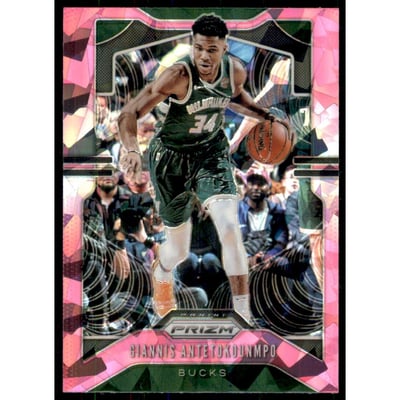 2019-20 Panini Prizm Prizms Pink Ice #152 Giannis Antetokounmpo