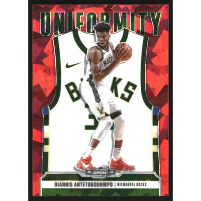 2020-21 Panini Contenders Optic Uniformity Red Cracked Ice #5 Giannis Antetokounmpo