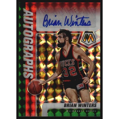 2020-21 Panini Mosaic Autographs Mosaic Choice Fusion Red and Yellow #25 Brian Winters