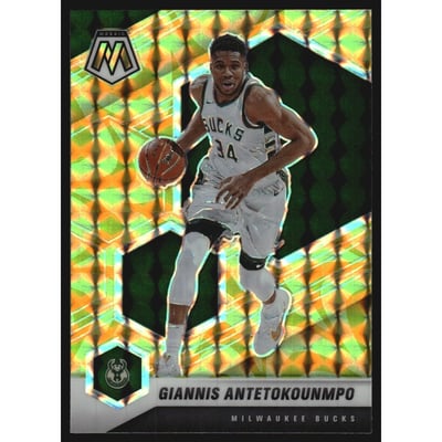 2020-21 Panini Mosaic Mosaic Reactive Yellow #80 Giannis Antetokounmpo