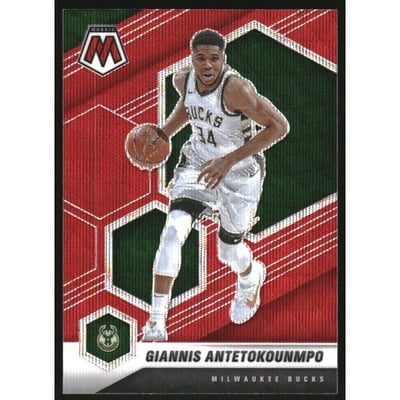 2020-21 Panini Mosaic Mosaic Red Wave #80 Giannis Antetokounmpo