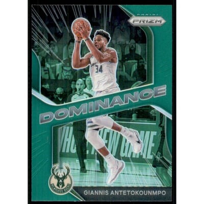 2020-21 Panini Prizm Dominance Prizms Green #7 Giannis Antetokounmpo