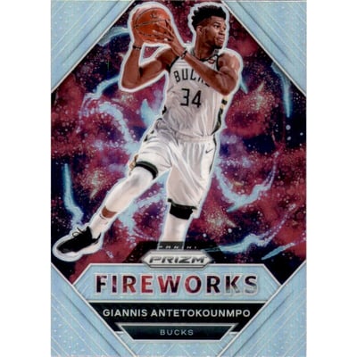 2020-21 Panini Prizm Fireworks Prizms Silver #3 Giannis Antetokounmpo