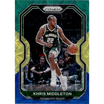 2020-21 Panini Prizm Prizms Choice Blue Yellow and Green #92 Khris Middleton