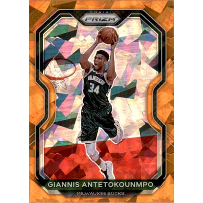 2020-21 Panini Prizm Prizms Orange Ice #111 Giannis Antetokounmpo