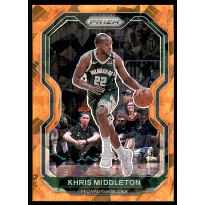 2020-21 Panini Prizm Prizms Orange Ice #92 Khris Middleton