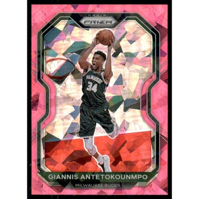 2020-21 Panini Prizm Prizms Pink Ice #111 Giannis Antetokounmpo