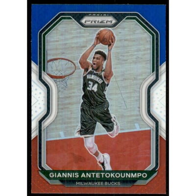 2020-21 Panini Prizm Prizms Red White and Blue #111 Giannis Antetokounmpo