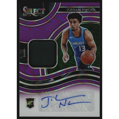 2020-21 Select Rookie Jersey Autographs Prizms Purple #20 Jordan Nwora