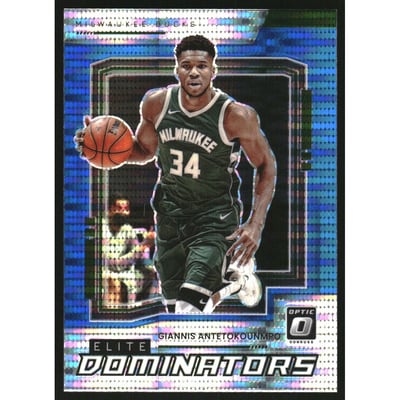 2021-22 Donruss Optic Elite Dominators Blue Pulsar #5 Giannis Antetokounmpo
