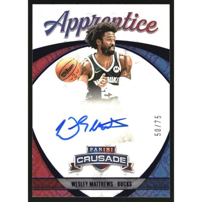 2021-22 Panini Chronicles Excalibur Apprentice Signatures Blue #29 Wesley Matthews/75