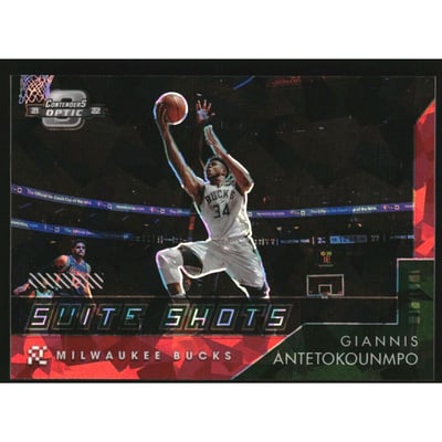 2021-22 Panini Contenders Optic Suite Shots Red Cracked Ice #15 Giannis Antetokounmpo