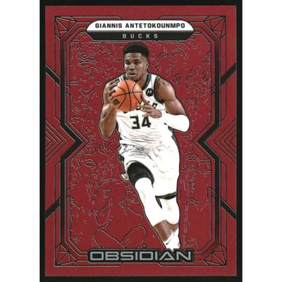 2021-22 Panini Obsidian Electric Etch Red Flood #34 Giannis Antetokounmpo