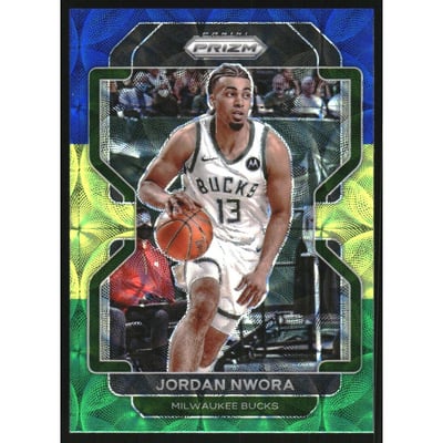 2021-22 Panini Prizm Prizms Choice Blue Yellow and Green #80 Jordan Nwora