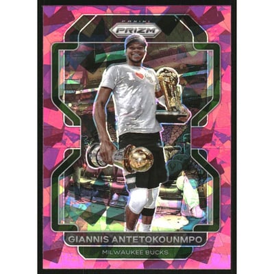 2021-22 Panini Prizm Prizms Pink Ice #1 Giannis Antetokounmpo