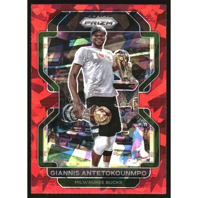 2021-22 Panini Prizm Prizms Red Ice #1 Giannis Antetokounmpo