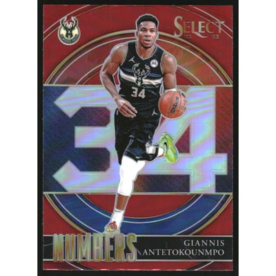 2021-22 Select Numbers Prizms Red #17 Giannis Antetokounmpo