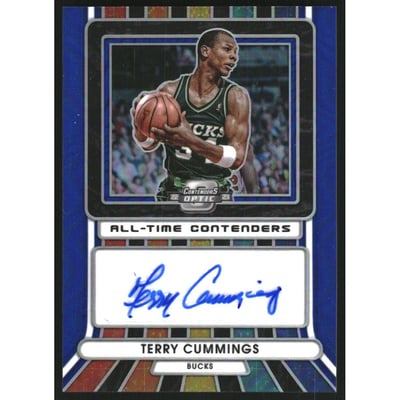 2022-23 Panini Contenders Optic All Time Contenders Autographs Blue #22 Terry Cummings/75