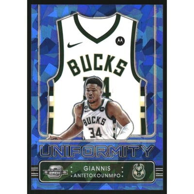 2022-23 Panini Contenders Optic Uniformity Blue Cracked Ice #8 Giannis Antetokounmpo